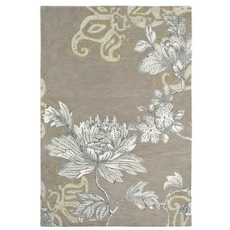 Rug Floral Grey 8 x 11