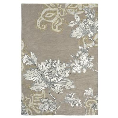 Rug Floral Grey 8 x 11