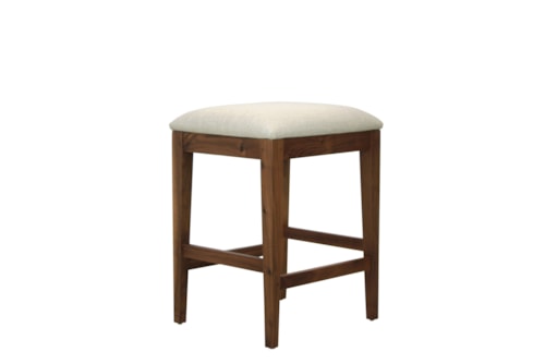 Rustic Walnut Counter Stool with Upholstered Seat