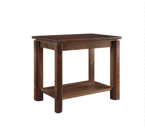 Rustic Walnut End Table with Open Shelf