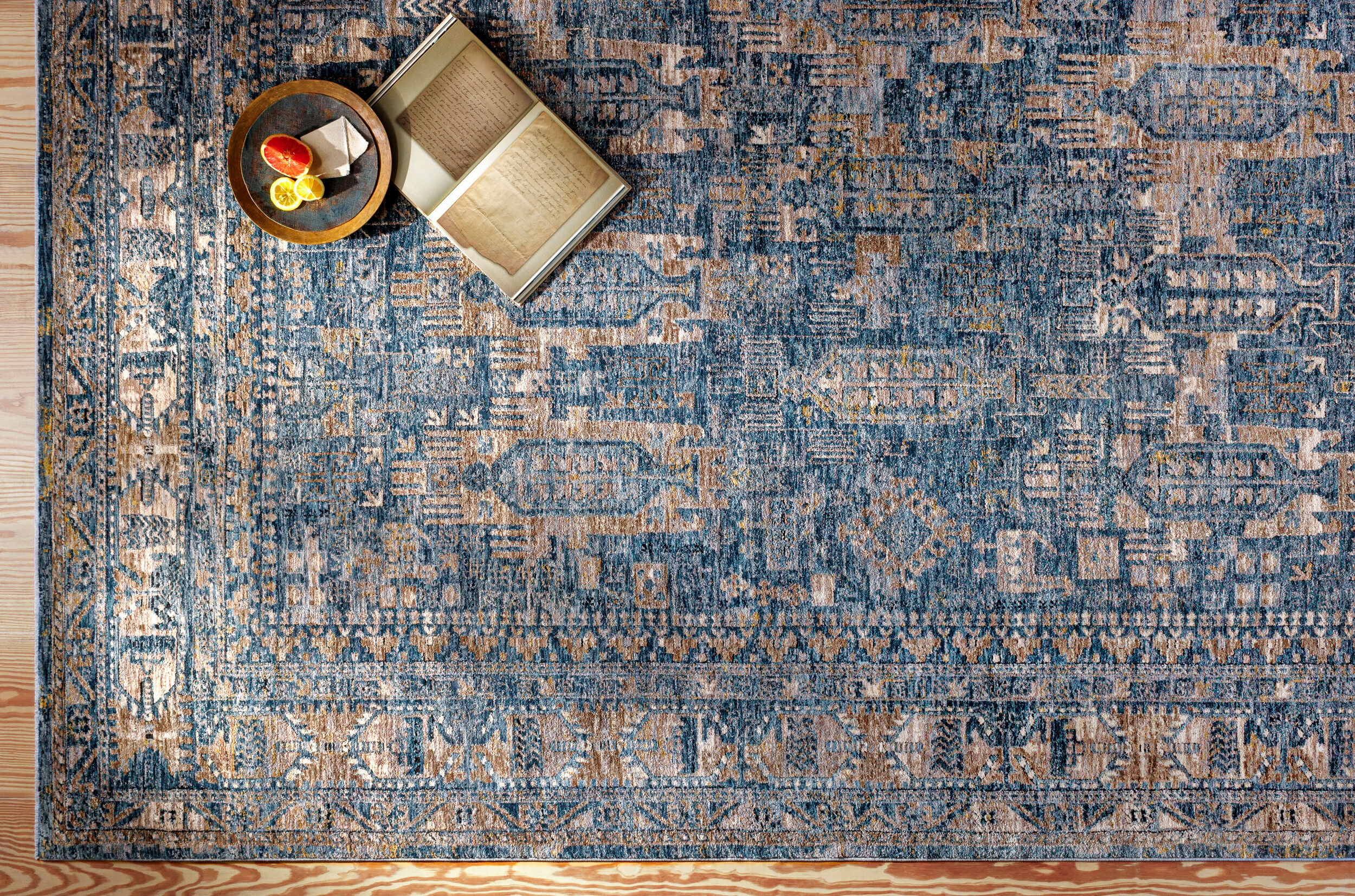 Blue, Denim, Cream 9X12 Rug