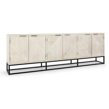 Mango Wood 6Dr Cabinet White Wash