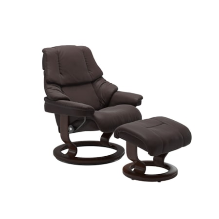 Large Chair & Ottoman with Classic Base
