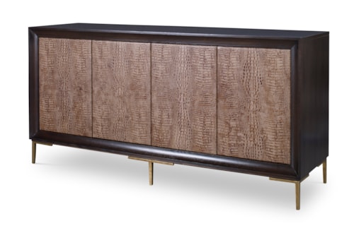 Four Door Credenza with Leather-Front Doors