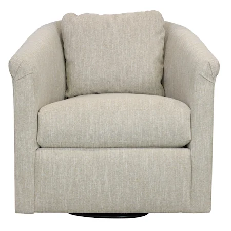 Transitional Swivel Chair with Pleated Roll Arms