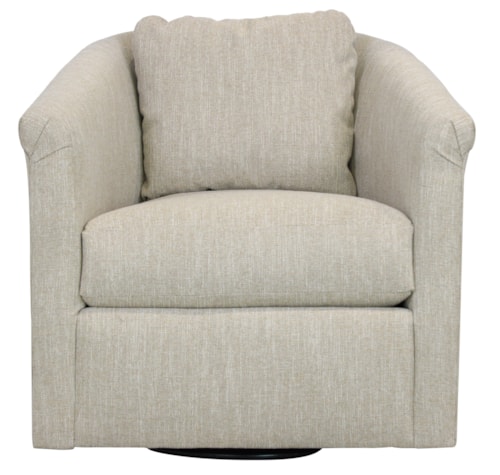 Transitional Swivel Chair with Pleated Roll Arms