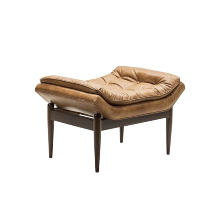 Button-Tufted Leather Ottoman