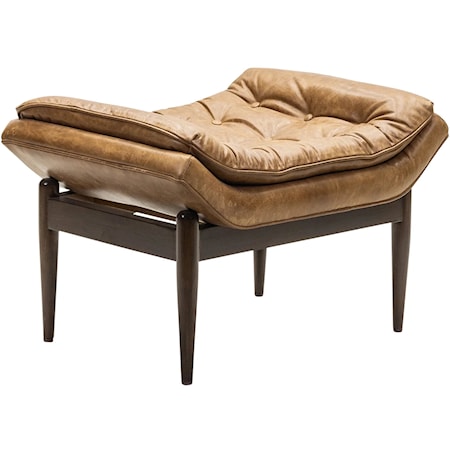 Button-Tufted Leather Ottoman