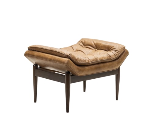 Button-Tufted Leather Ottoman