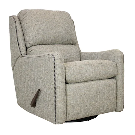 Transitional Swivel Glider Recliner with Nailhead Trim