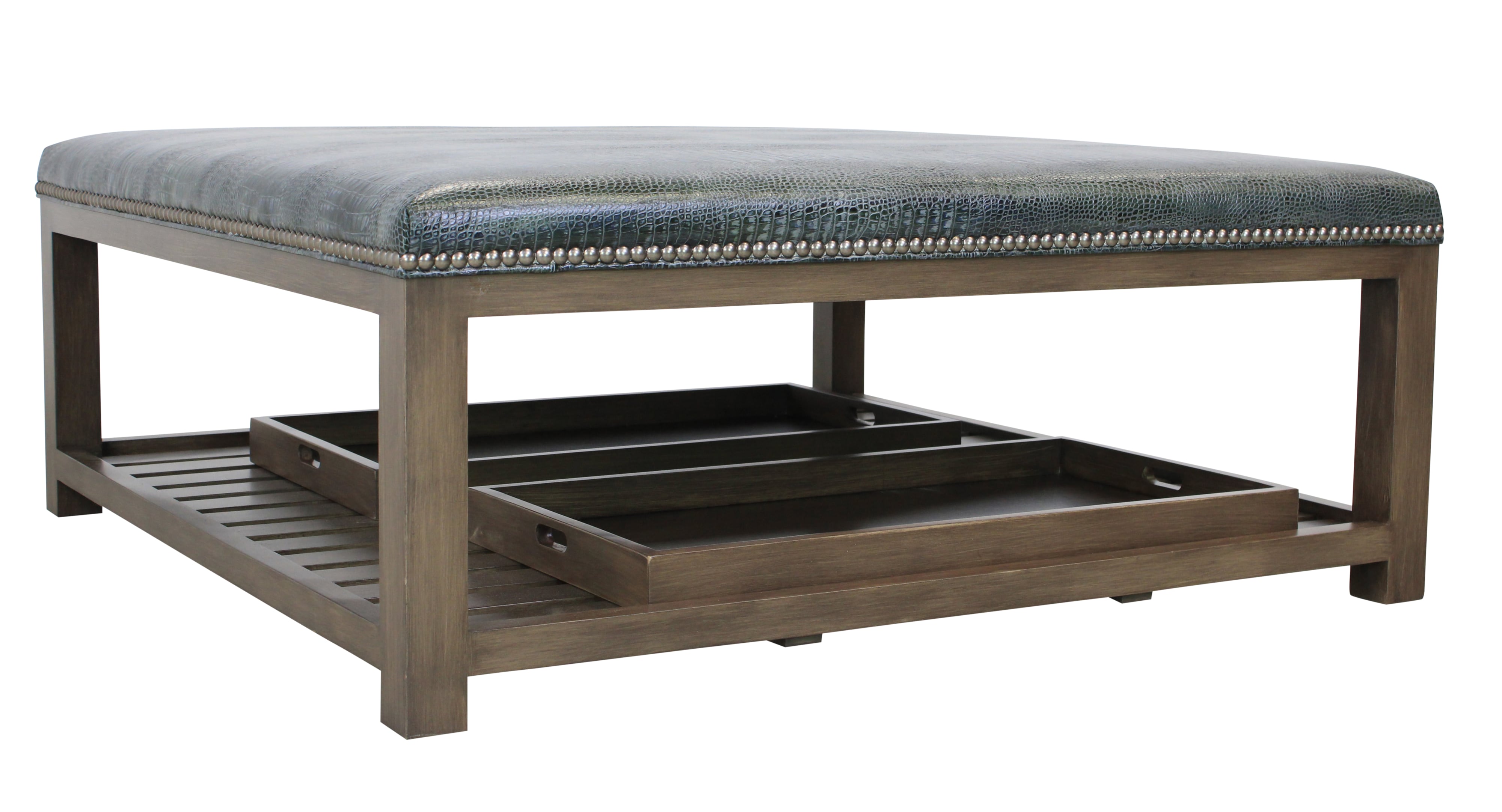 Square Ottoman with Trays