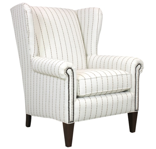 Traditional Wing Back Chair with Nail-Head Trim