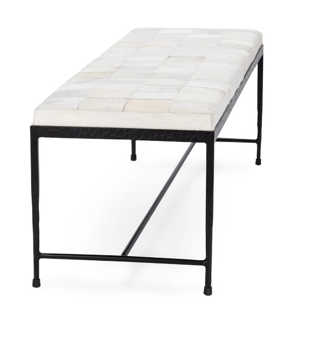Achen Hide 60" Bench - Dusty Cream