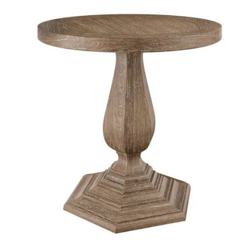 Transitional Round Pedestal End Table
