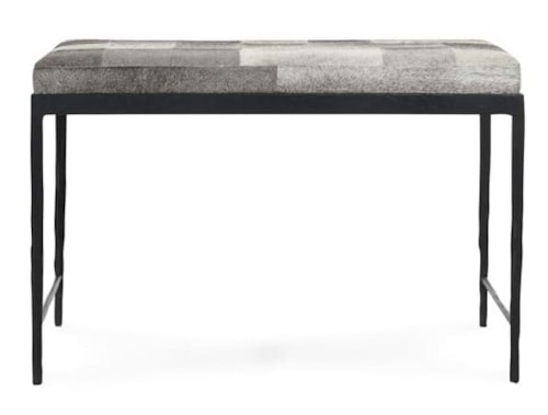 Transitional Hide Bench with Genuine Leather Upholstery