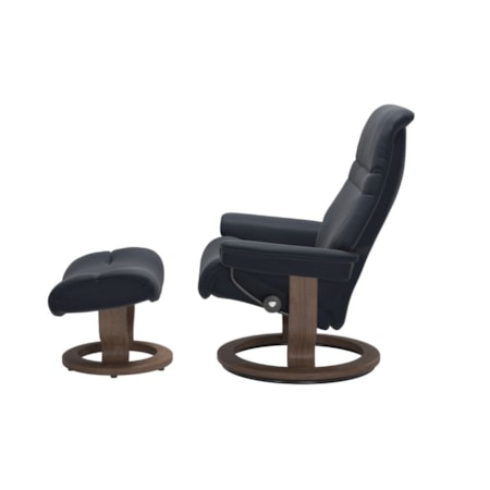 Medium Chair &amp; Ottoman with Classic Base