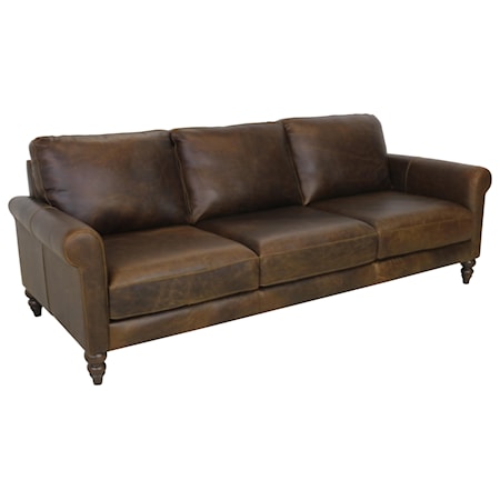 Century Leather Upholstery Quilted Leather Stationary Sofa, Sprintz  Furniture