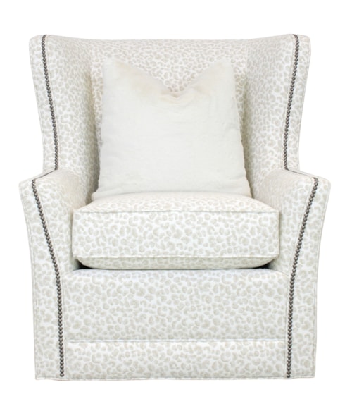 Transitional Swivel Chair with Nailheads