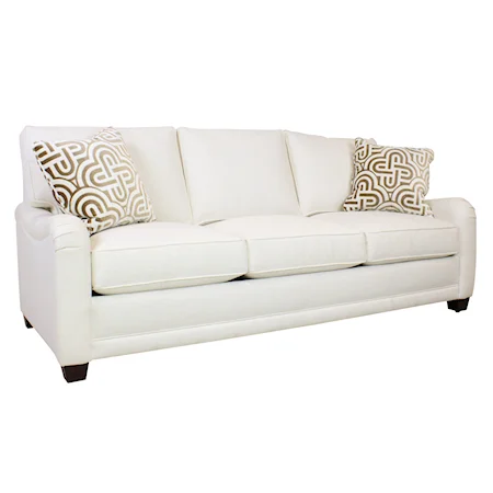 Customizable Sofa with English Arms, Tapered Feet and Box Style Cushions