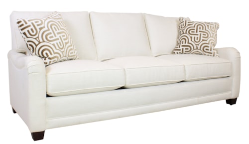 Customizable Sofa with English Arms, Tapered Feet and Box Style Cushions