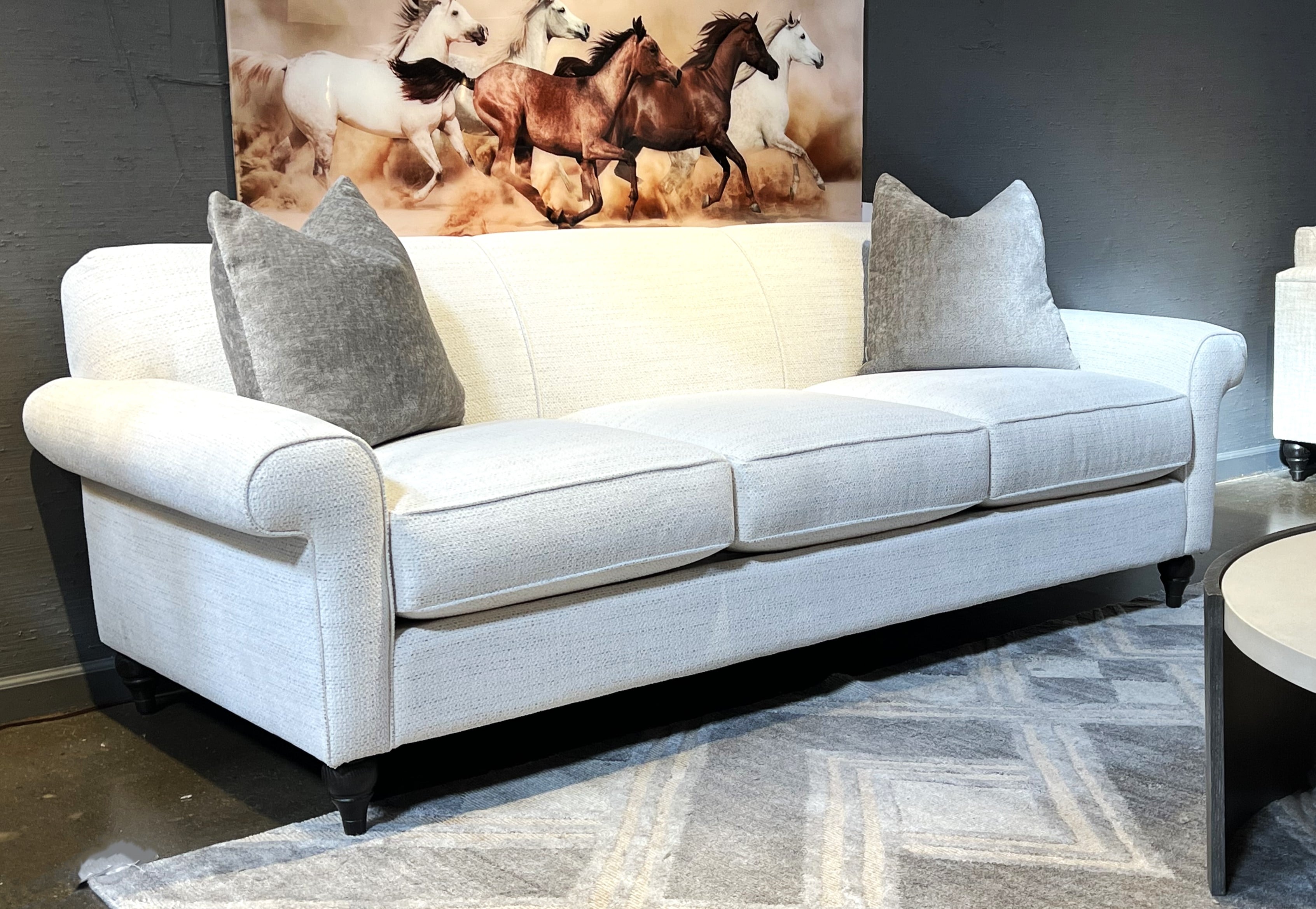 Sofa with Two Throw Pillows