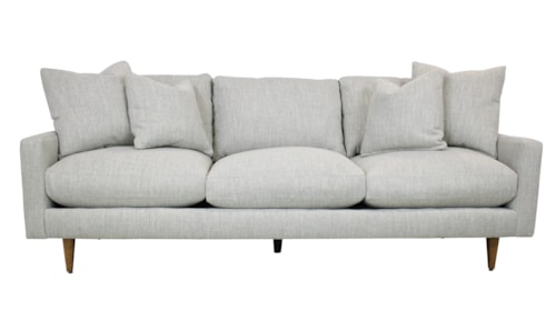 Contemporary Sofa with Track Arms and Tapered Wood Feet