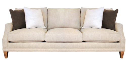 Customizable Sofa with Scooped Arms, Turned Legs and Box Style Back Cushions