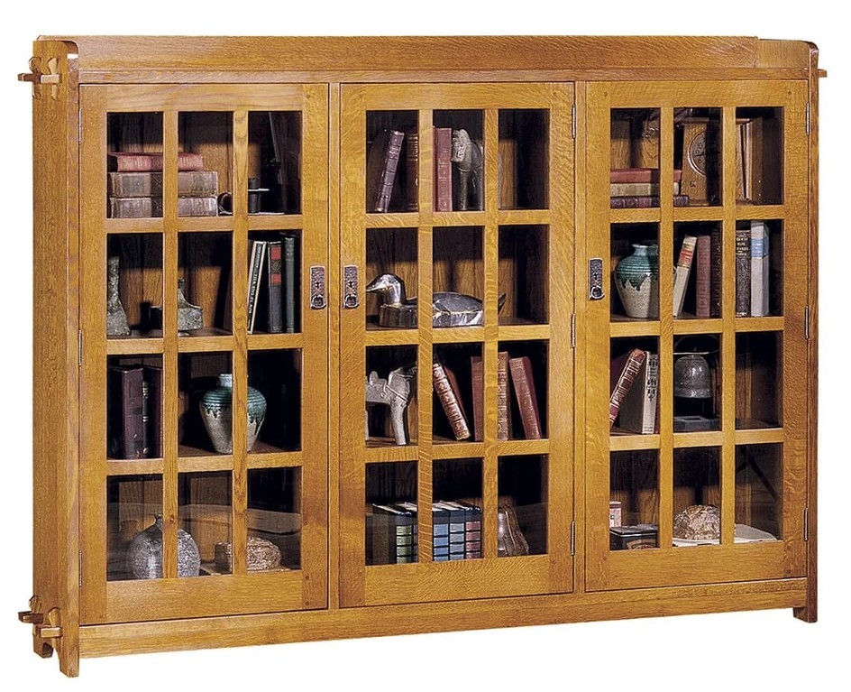 Triple Bookcase with Glass Doors