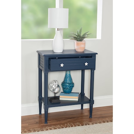 Navy Blue Accent Table with Storage