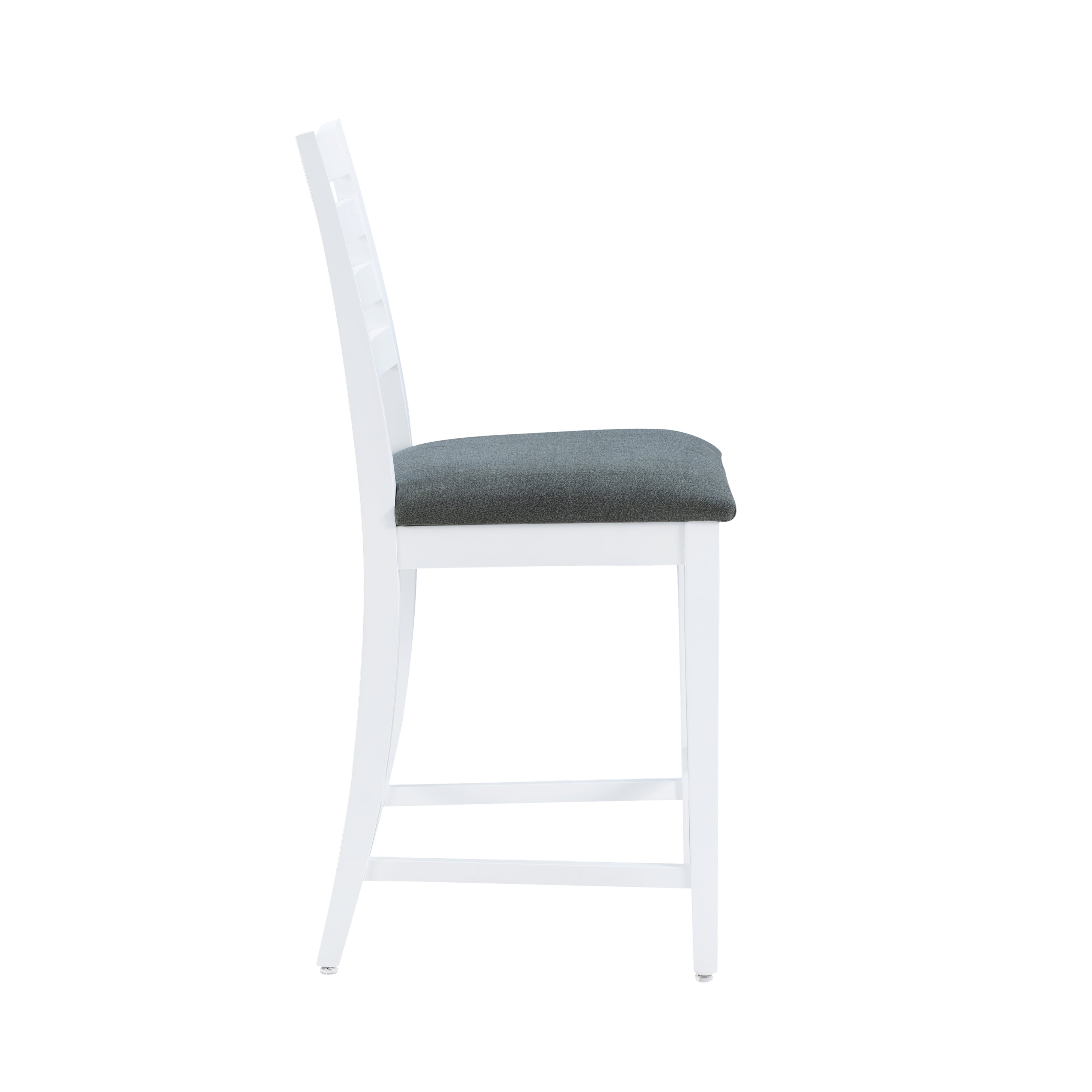 White Counter Stool with Upholstered Seat