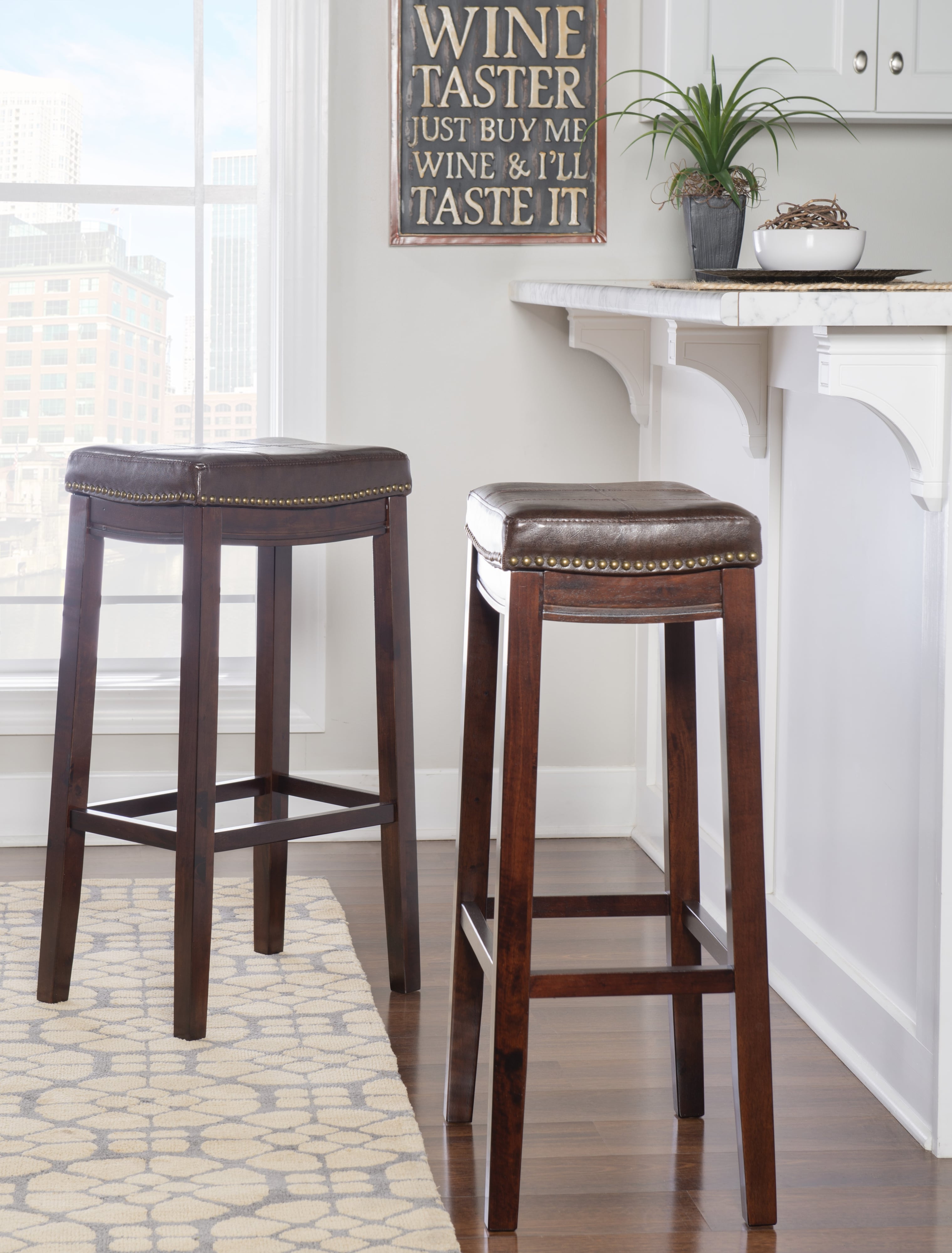 Linon Claridge Upholstered Bar Stool