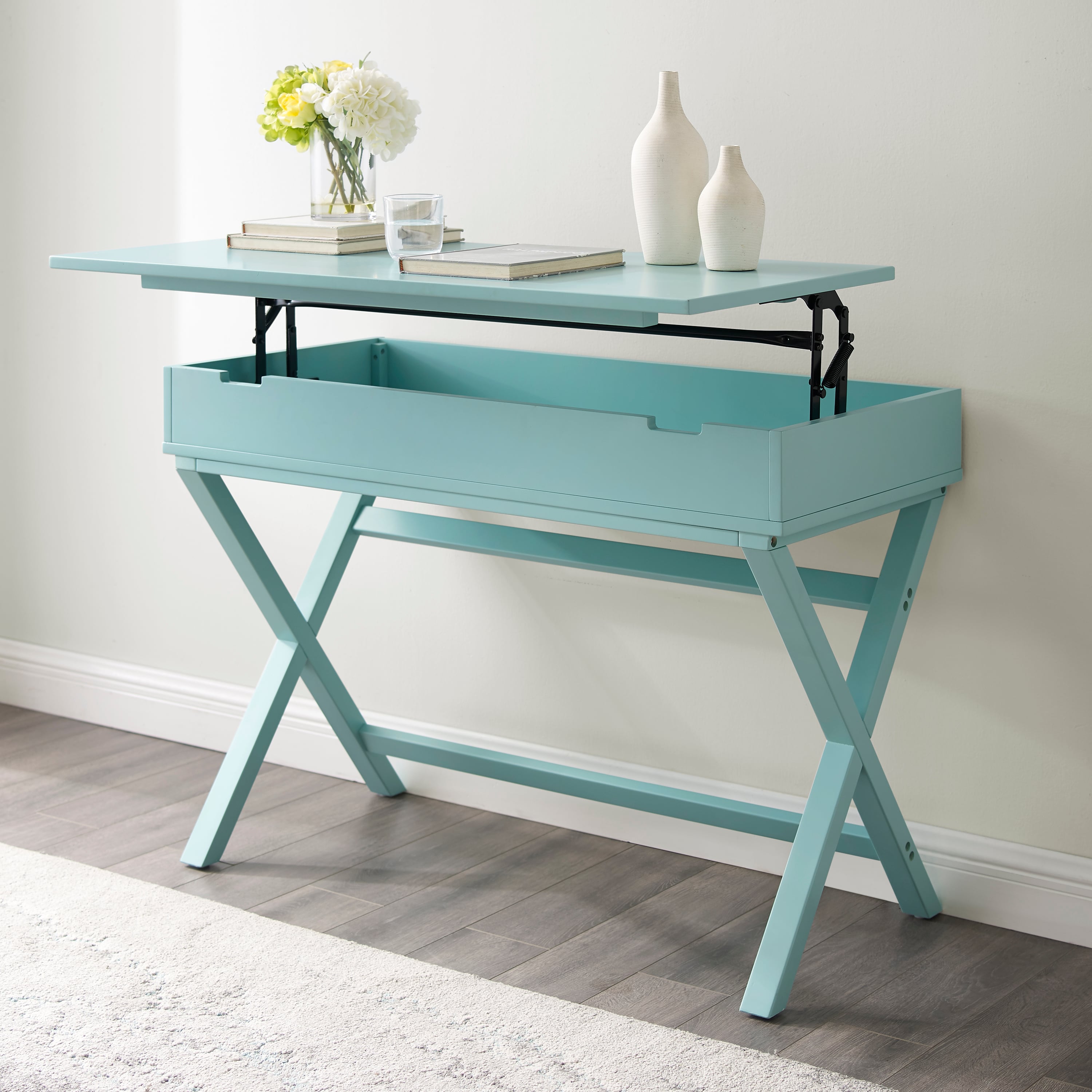  Turquoise Lift-Top Writing Desk
