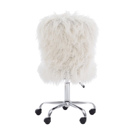 White Faux Fur Armless Office Chair