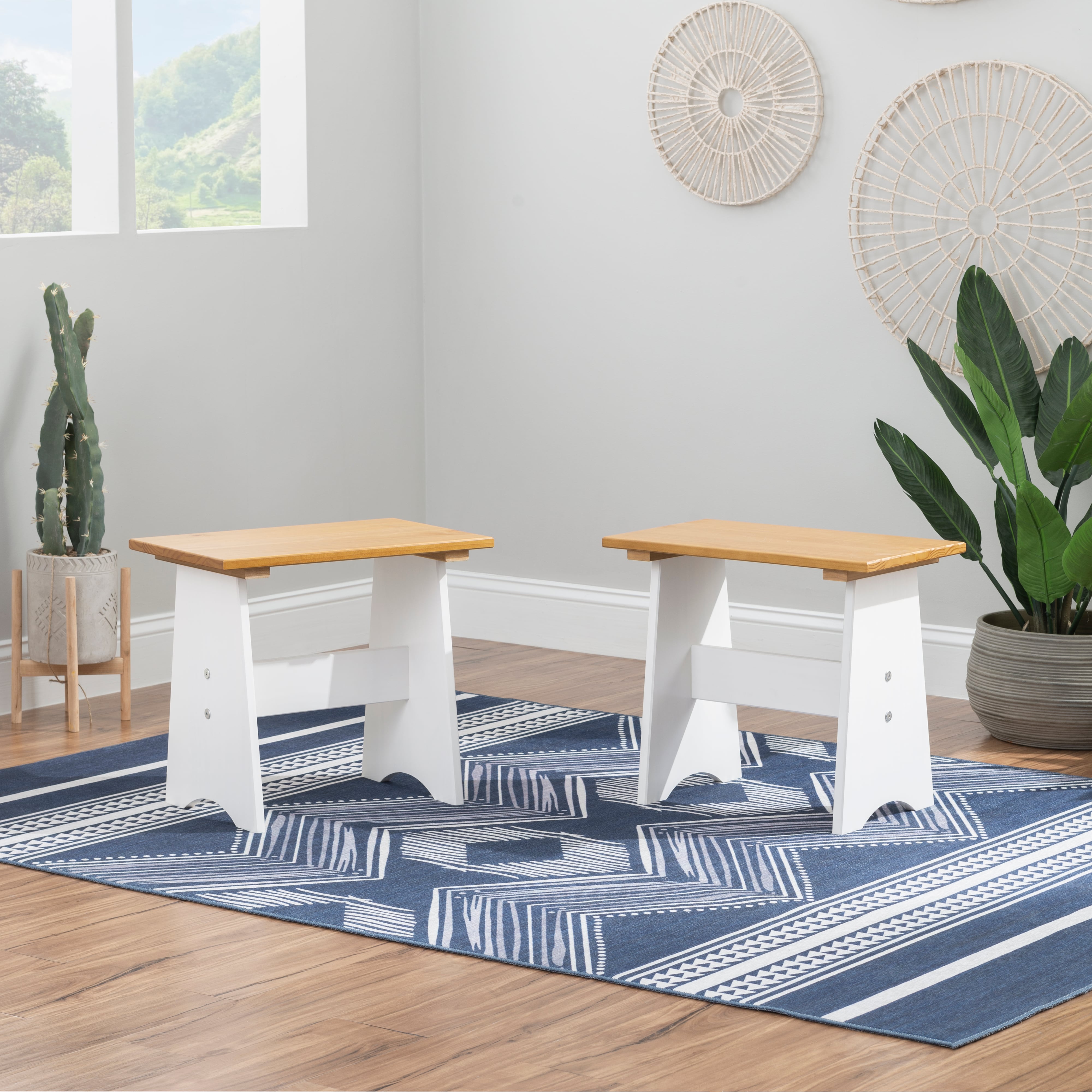 Small Backless Benches (Set of 2)