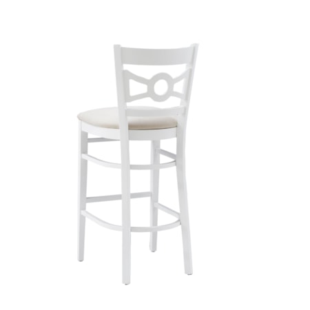 White Barstool with Upholstered Seat