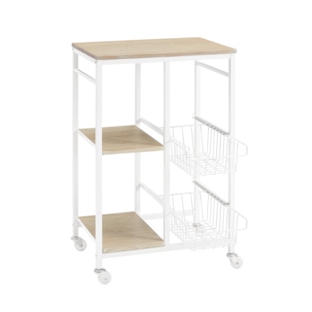 Kitchen Cart with White Frame and Casters