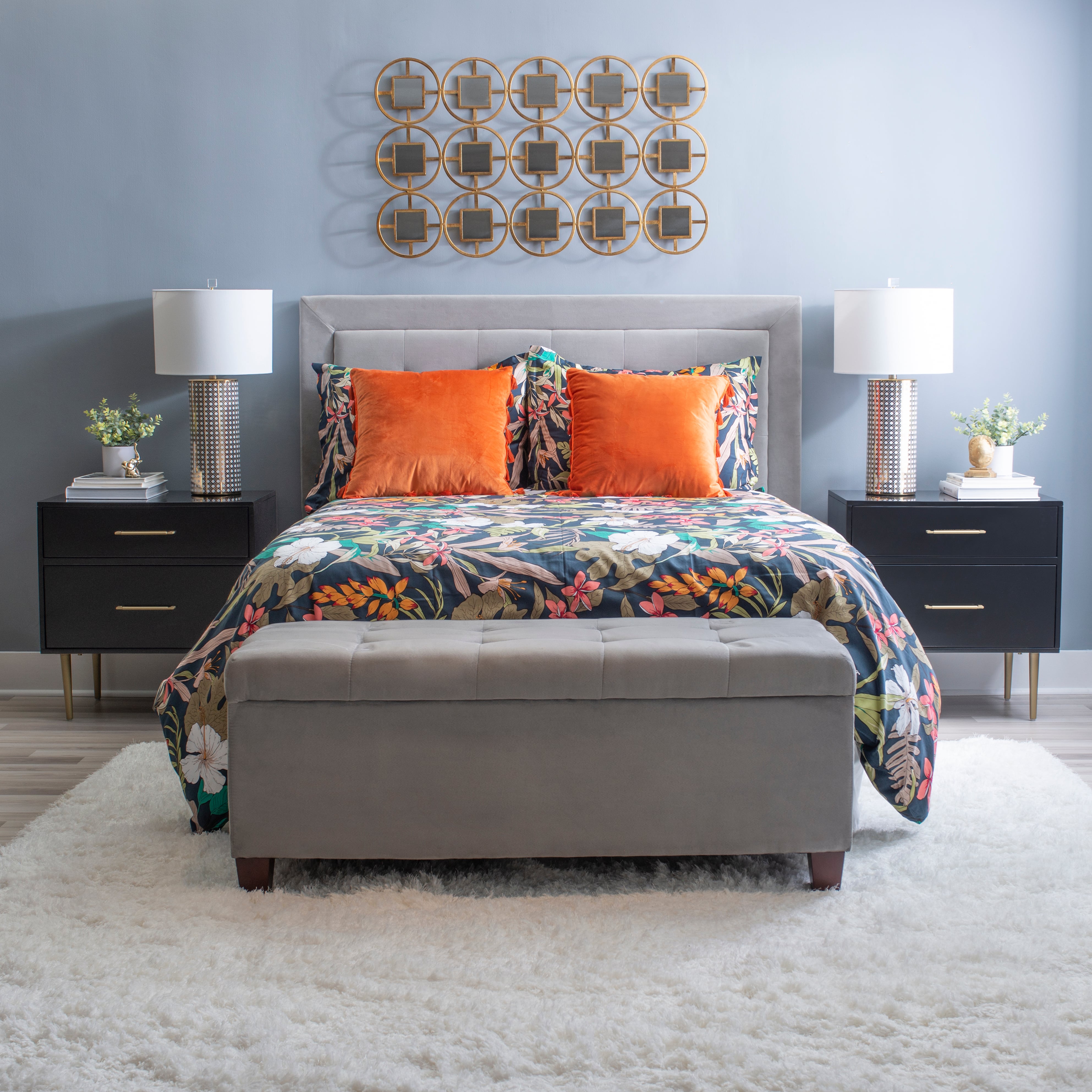 Linon GLORIA Gwyneth Glam Black 2 Drawer Night Stand