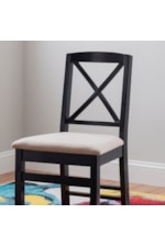 Linon Triena Transitional Black X-Back Dining Chair with Upholstered Cushion