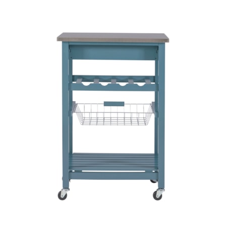 Kitchen Island Blue Stainless Steel Top