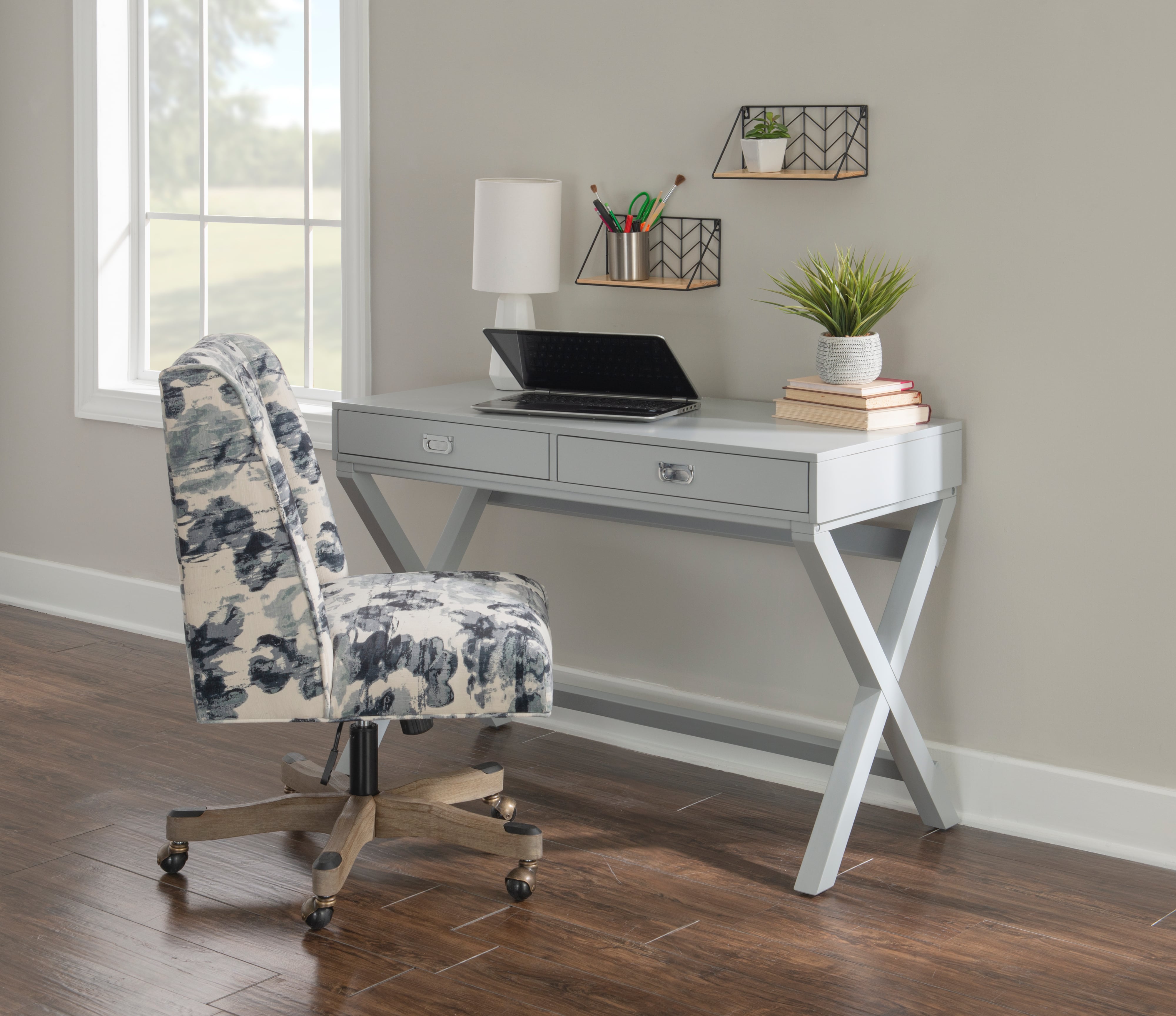 White 4-Drawer Side Storage Desk
