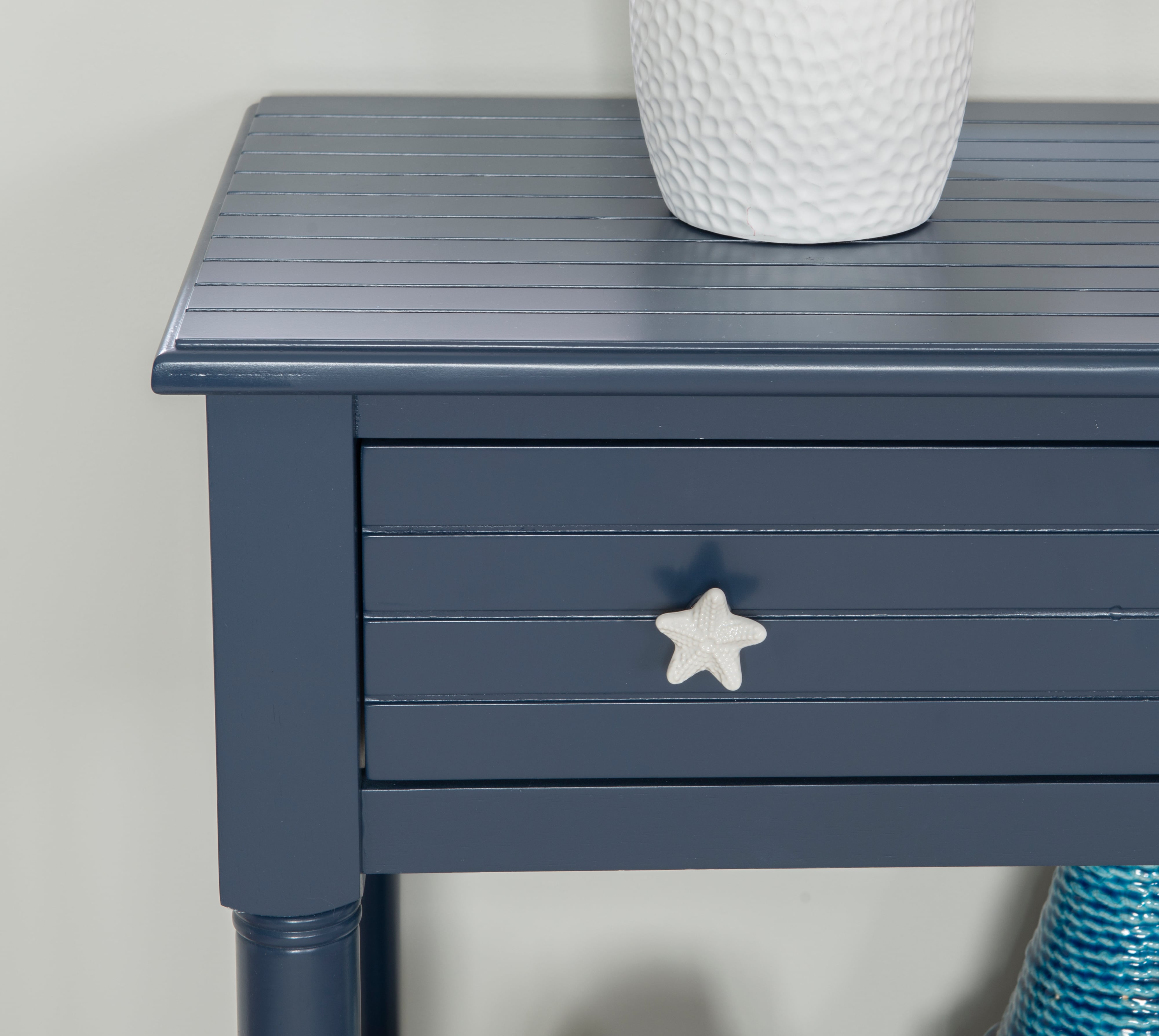 Navy Blue Accent Table with Storage