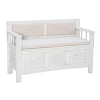Farmhouse Accent Storage Bench with Upholstered Seat