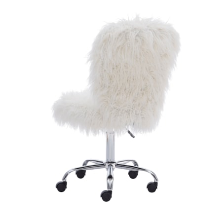 White Faux Fur Armless Office Chair