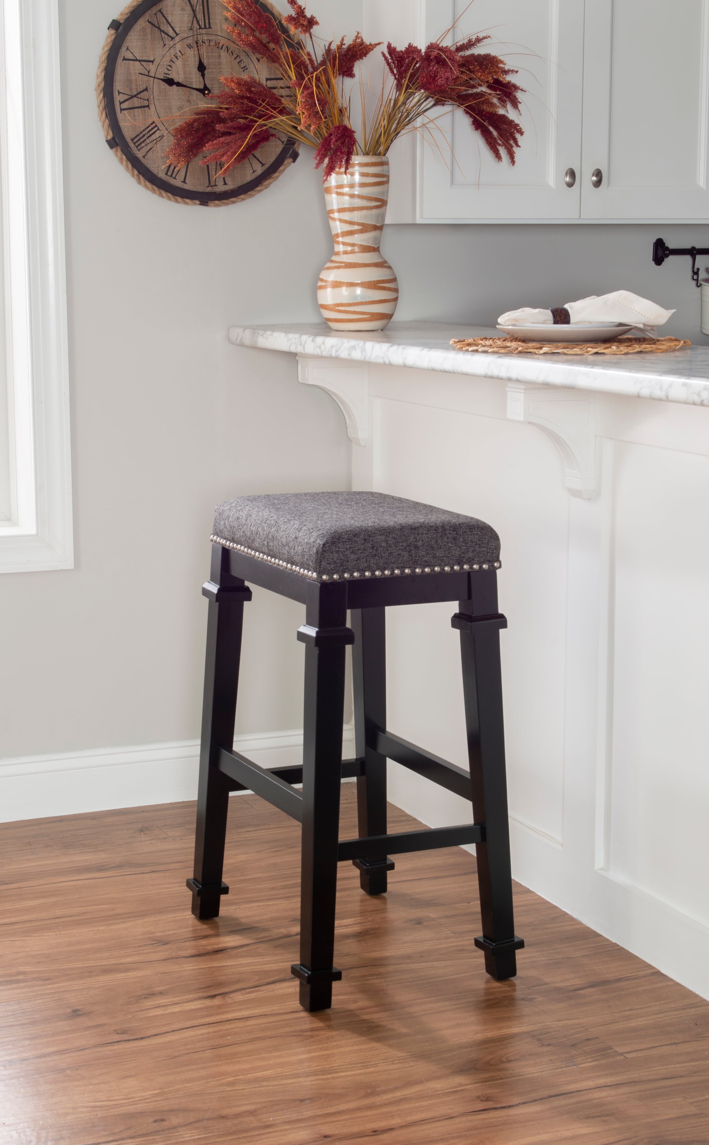 Backless Tweed Bar Stool