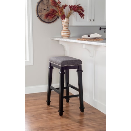 Backless Tweed Bar Stool