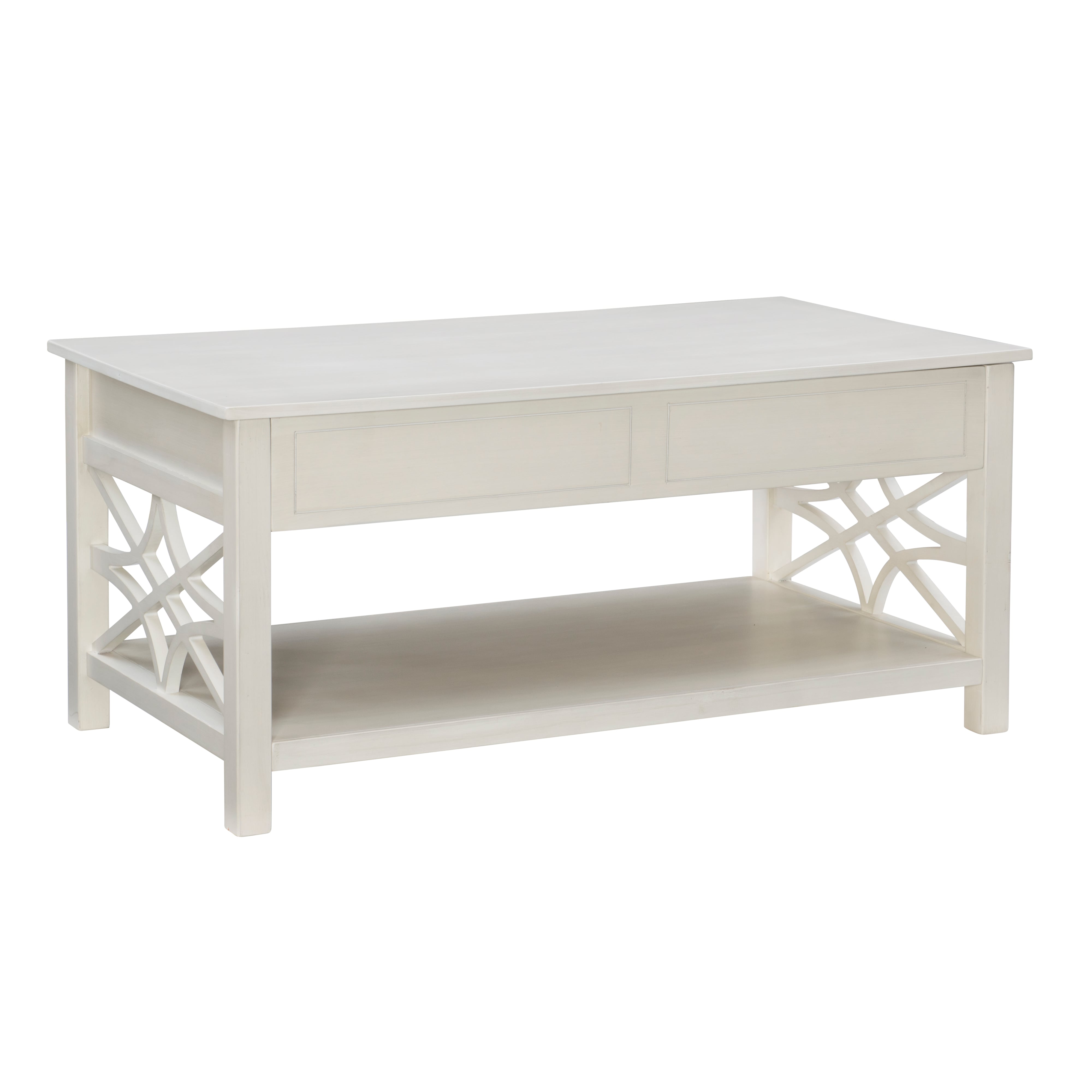 White Lift-Top Coffee Table with Storage