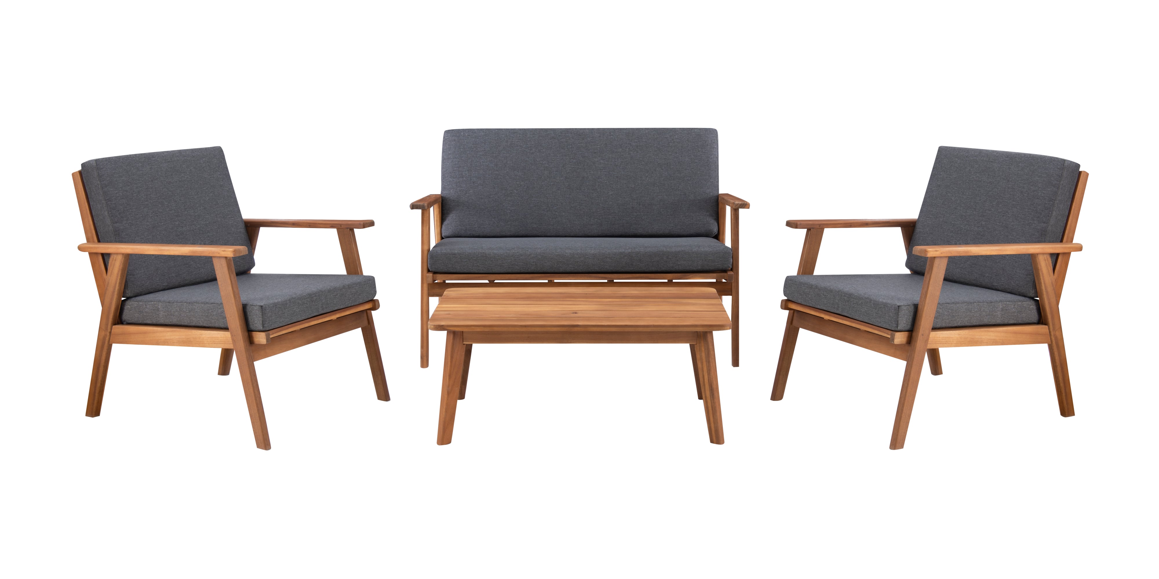 Grey Outdoor Set with Wooden Frame