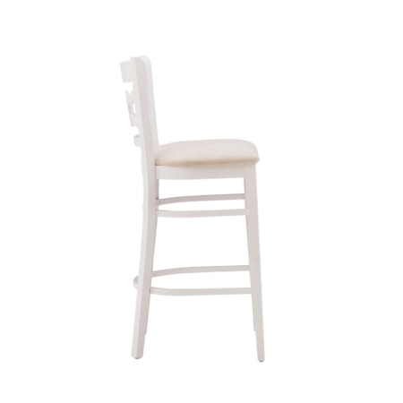 White Barstool with Upholstered Seat