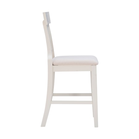 White Upholstered Counter Stool