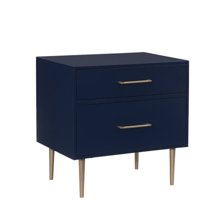 Gwyneth Glam Navy 2 Drawer Night Stand